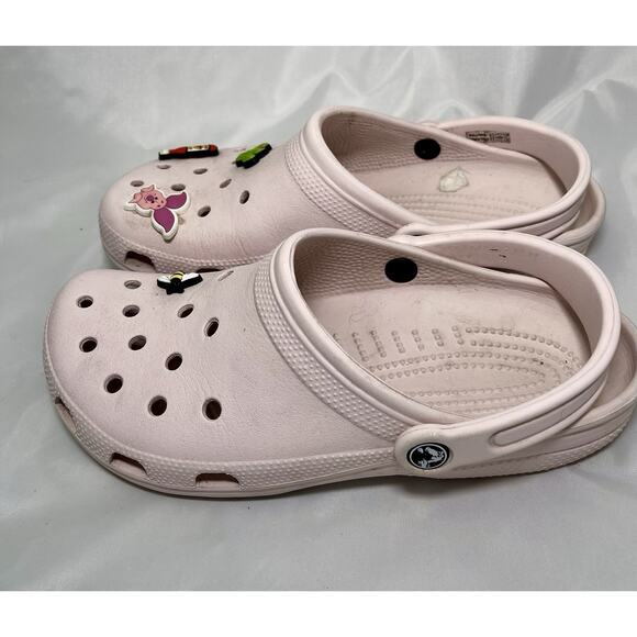 Crocs Classic Clog Unisex Slip Pink Clogs Ultra Light Water-Friendly with Charms - Picture 2 of 6